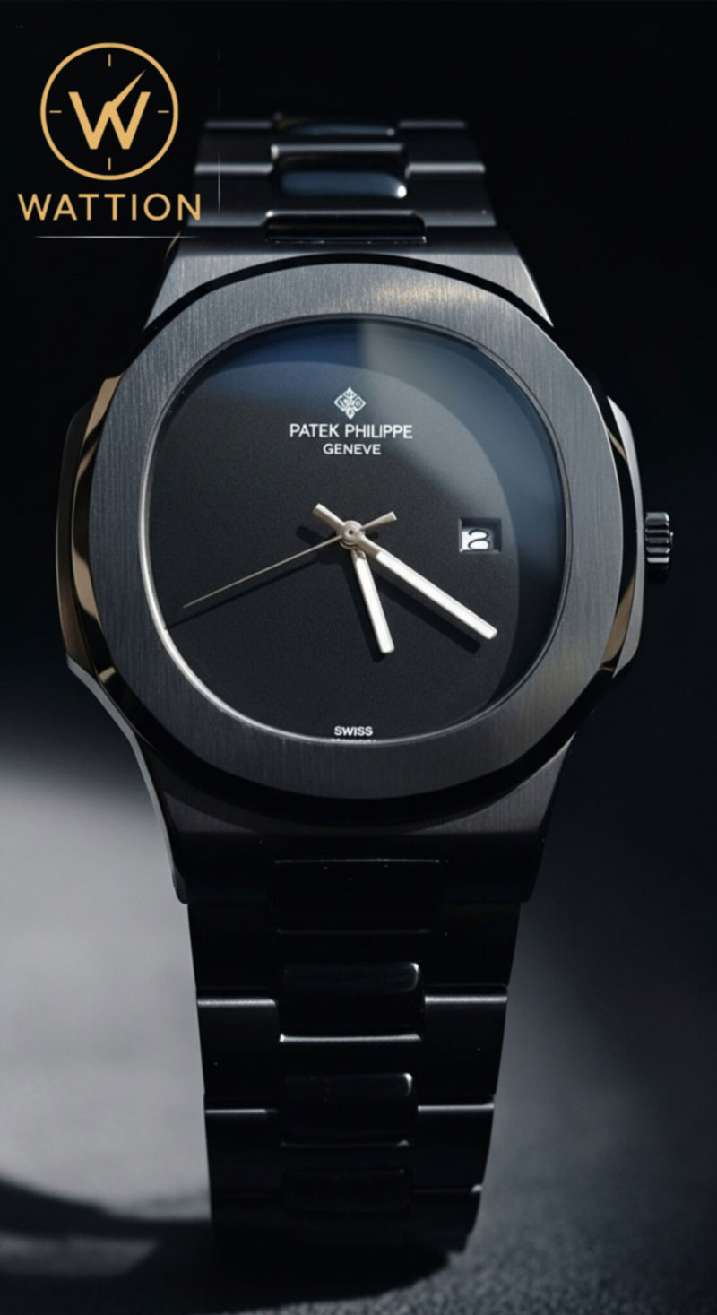 ساعت مچی مردانه پتک فیلیپ ناتیلوس تمام مشکی لوکس